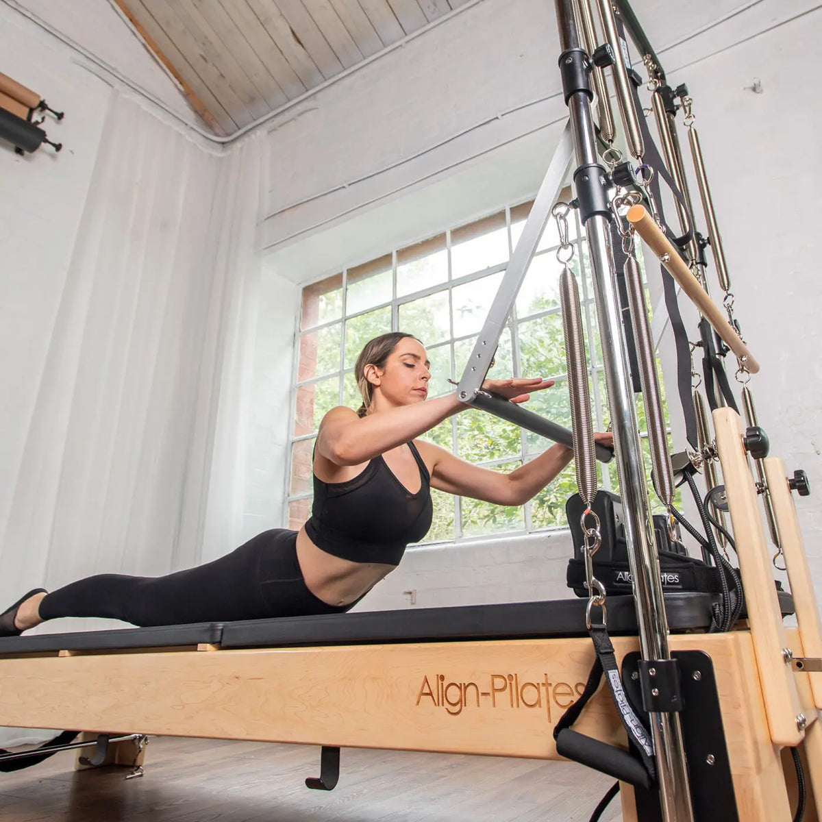 M8-Pro Maple Wood Pilates Reformer with Sitting Box